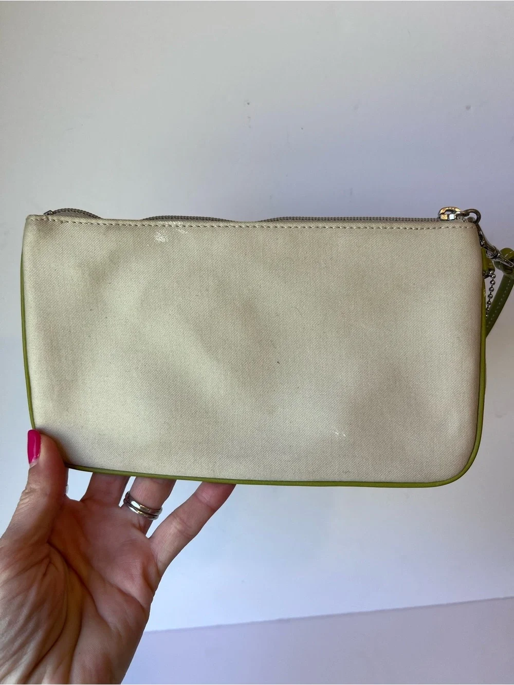 Vintage Coach Wristlet Y2K Tan Green Buckle